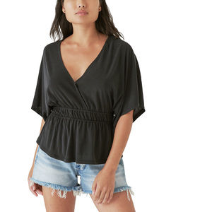 Lucky Brand Sandwash Banded Tee - 001 Lucky Black